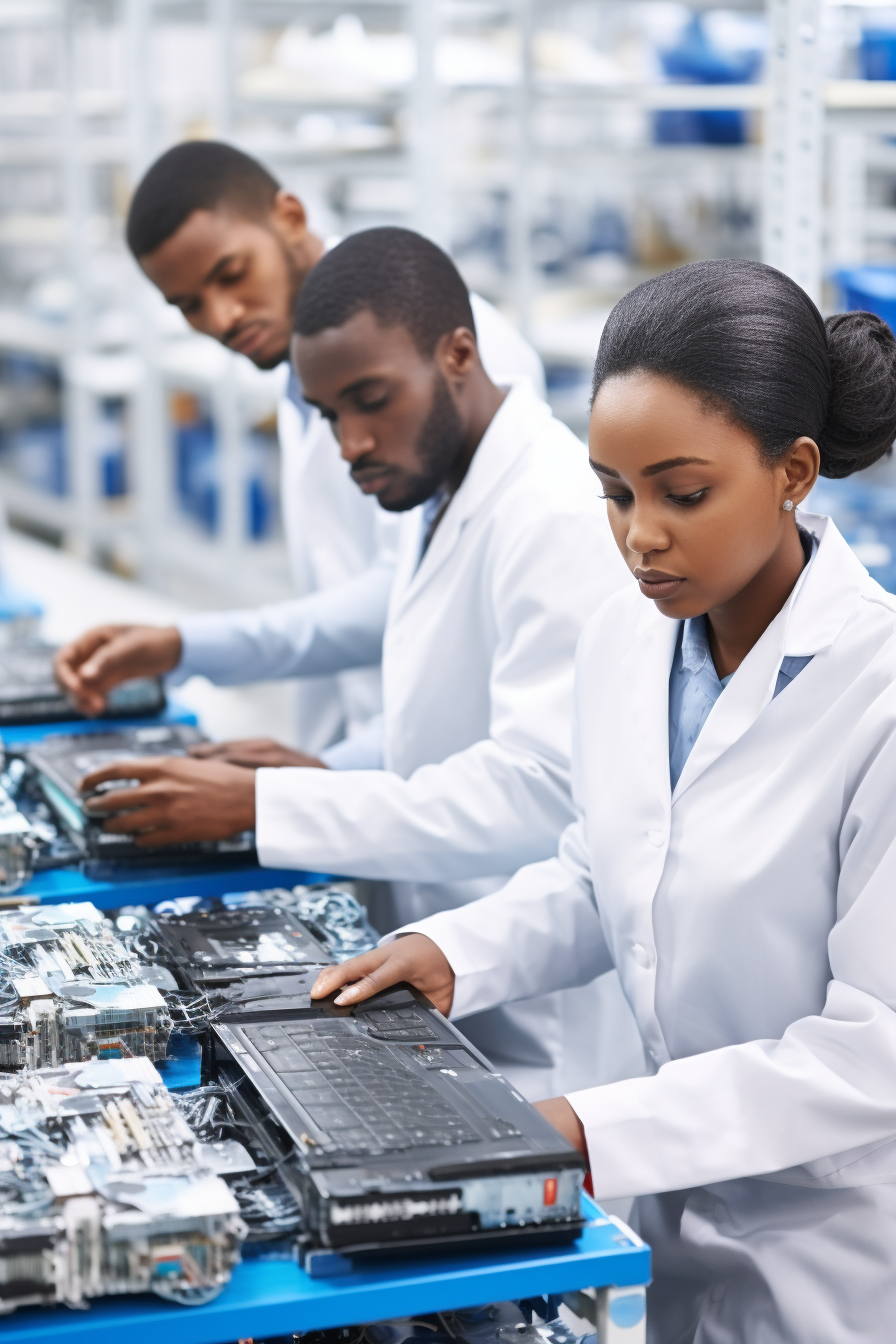 Young African Scientists with Branded Computers