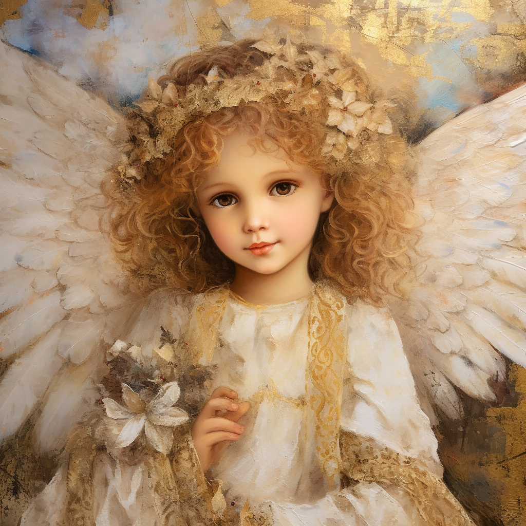 Beautiful Angel Child Close-up with Wings