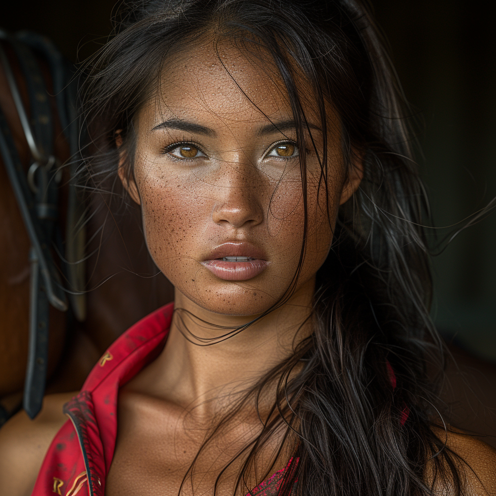 Asian woman playing polo