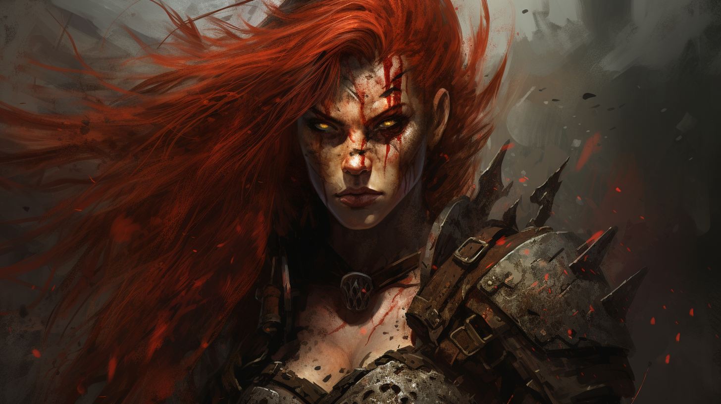 Stunning barbarian warrior with red hair