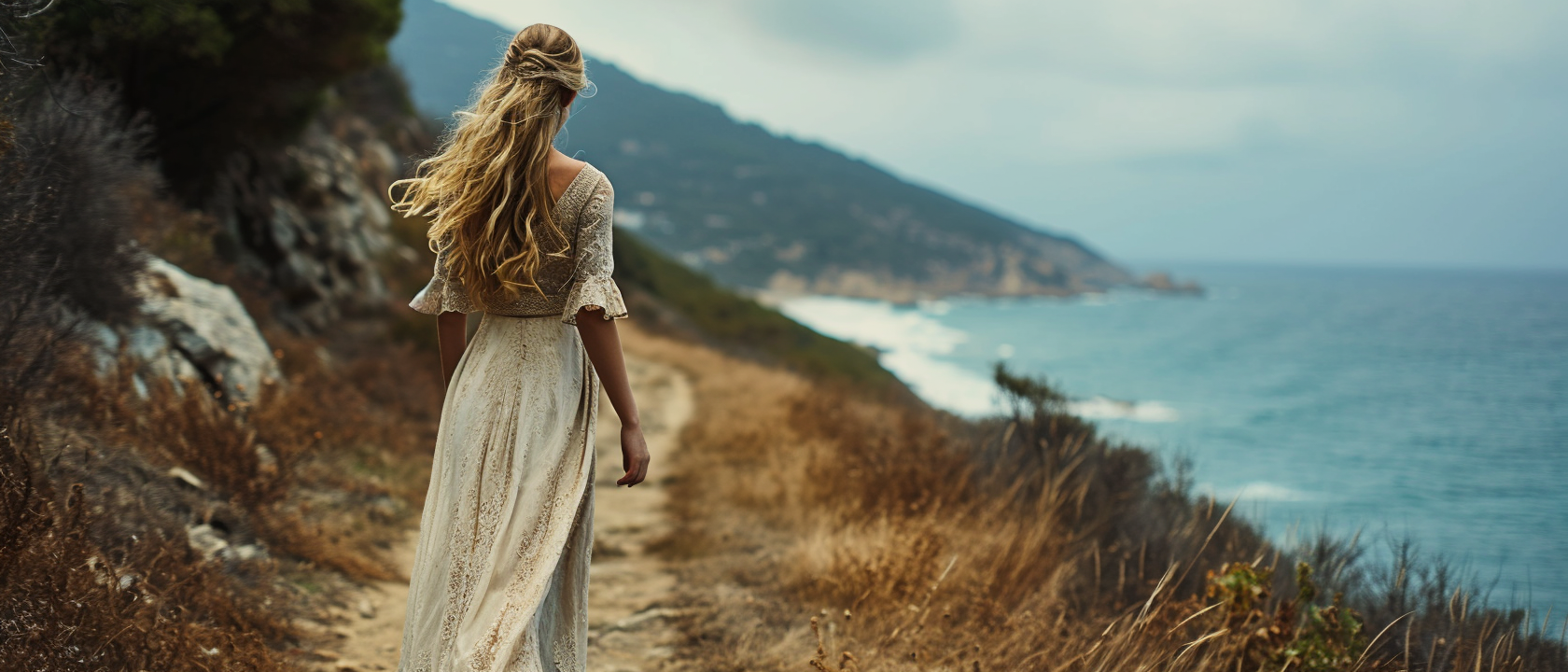 The Beautiful Woman on the Beach Path