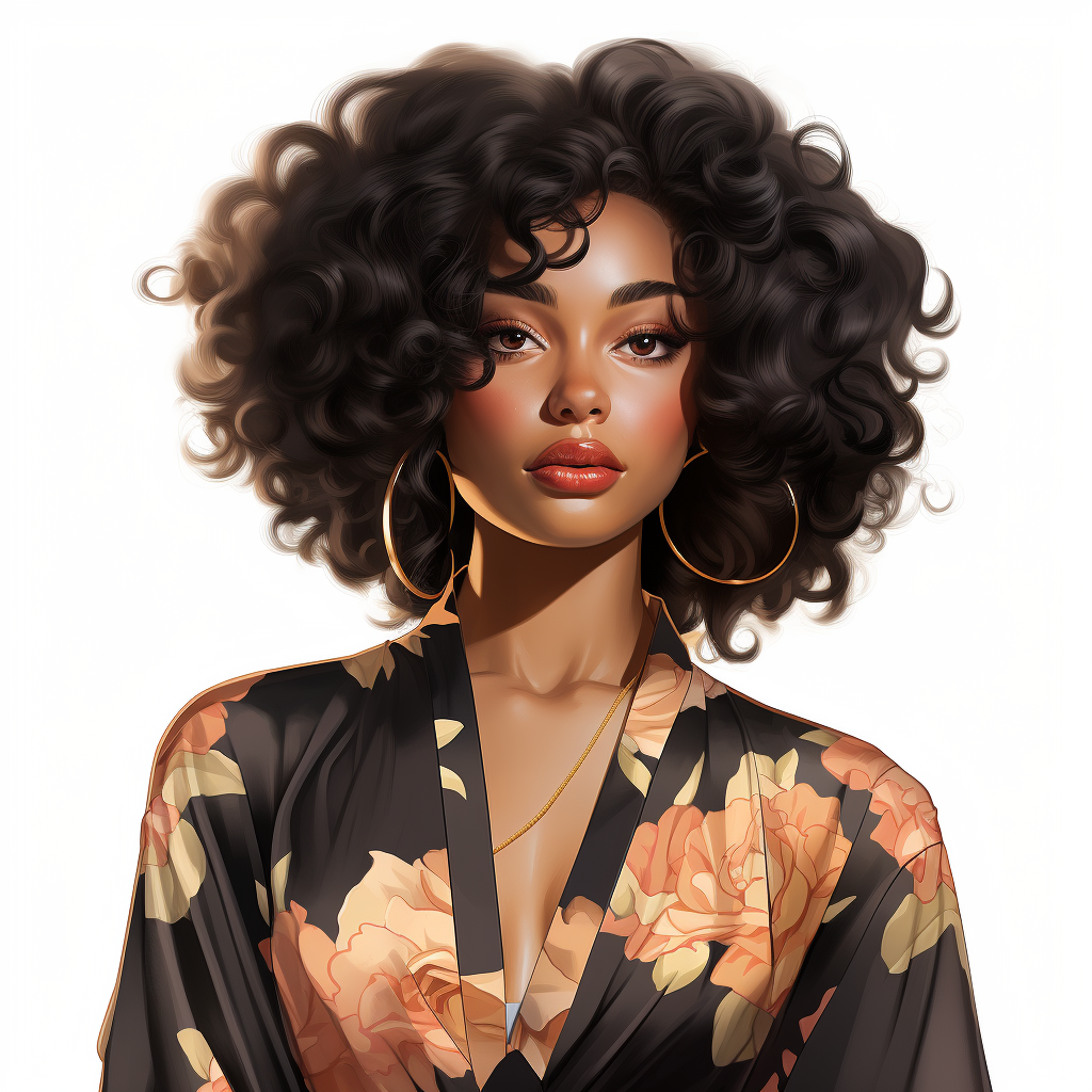 Stylish Black Cartoon Woman Character Art