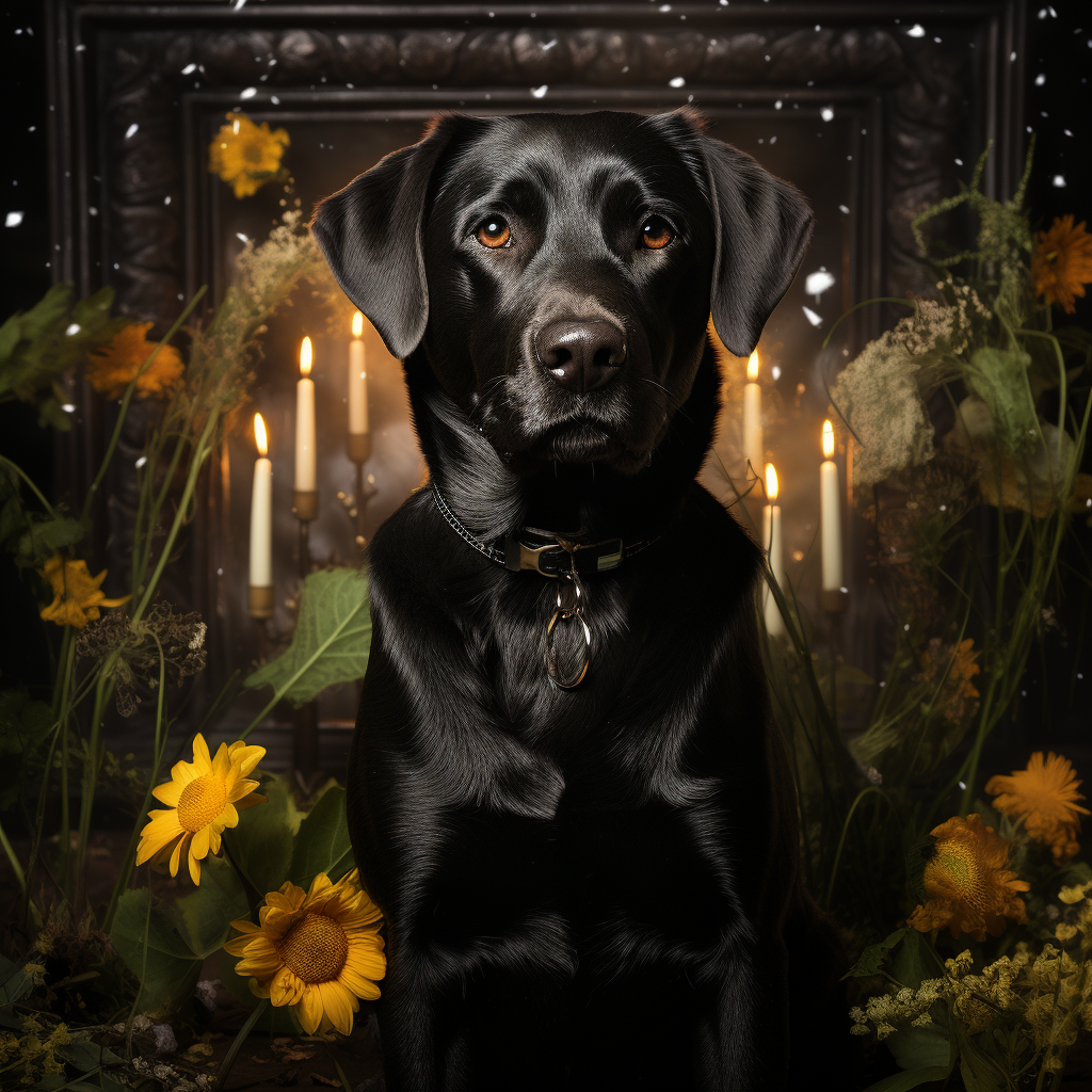 Tarot card of a black Labrador