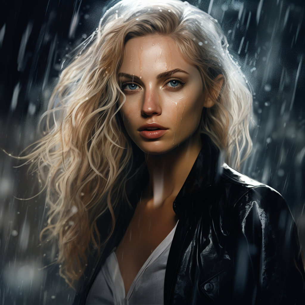 Gorgeous blond woman in sci-fi style