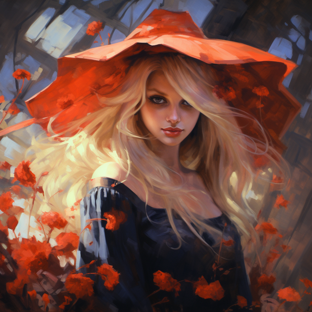 Blonde Haired Witch with Red Poppys  ??