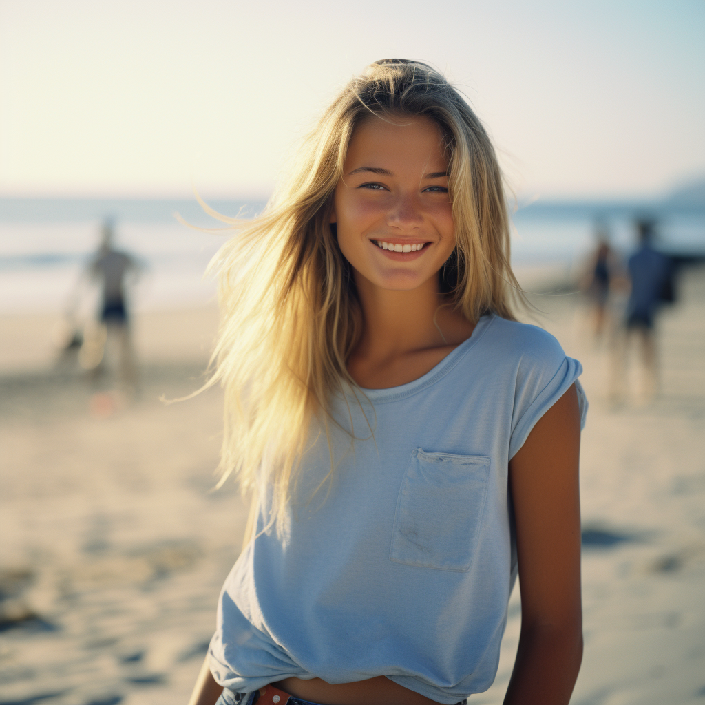 Blonde with Long Hair on Beach