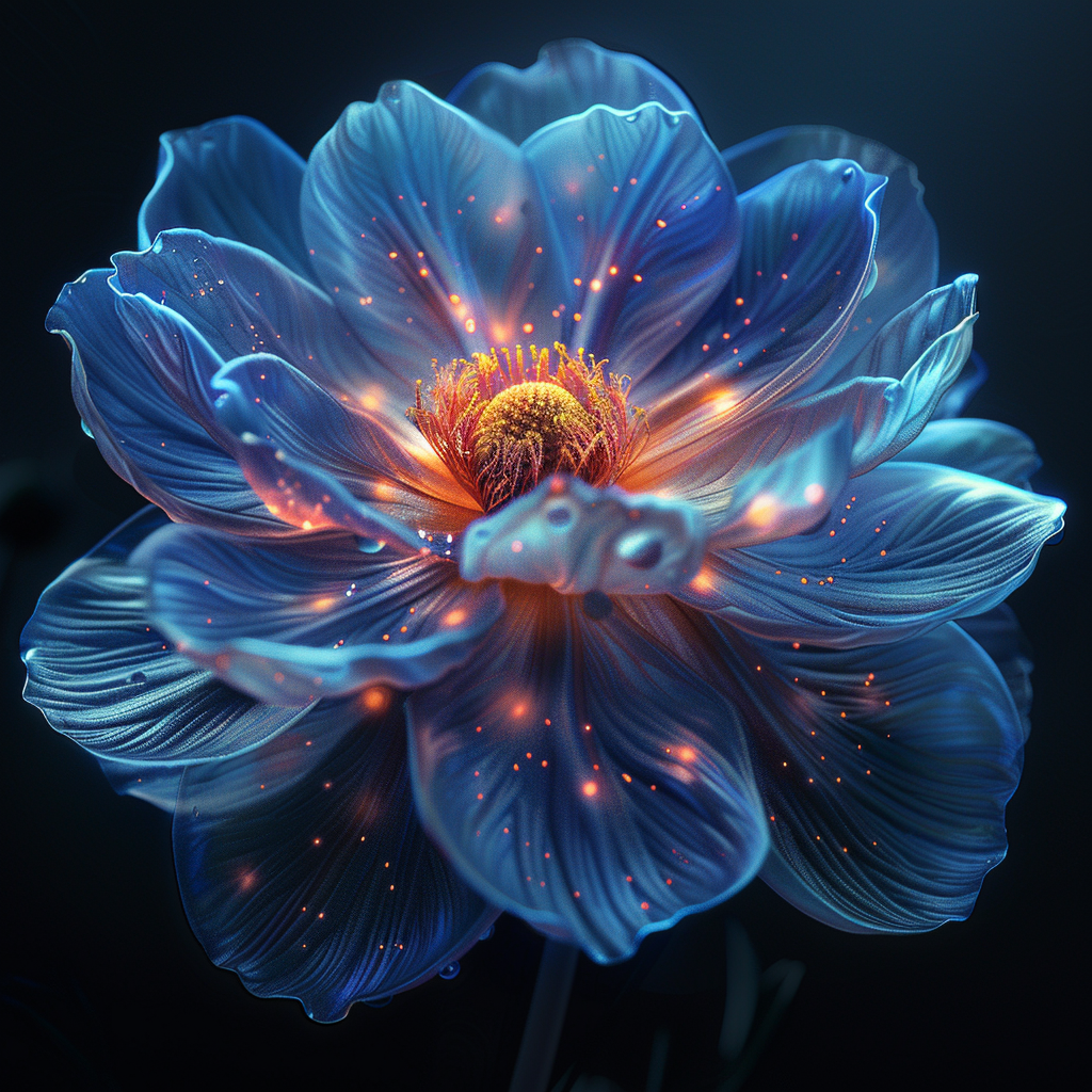 Blue Flower Vector Petals Dark Background