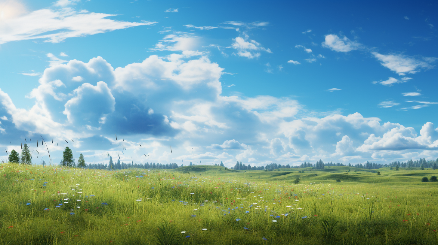 Scenic blue sky and cloud formation over a prairie