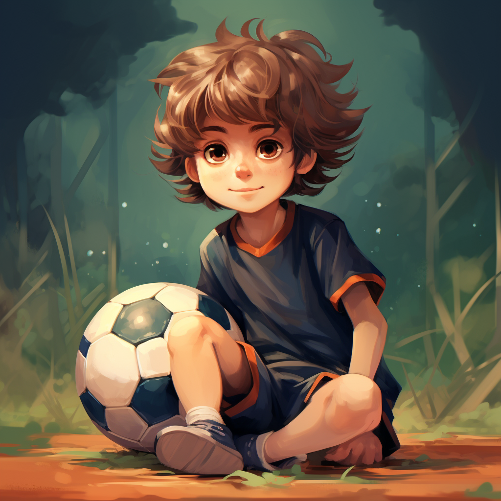 Boy playing football with a ball