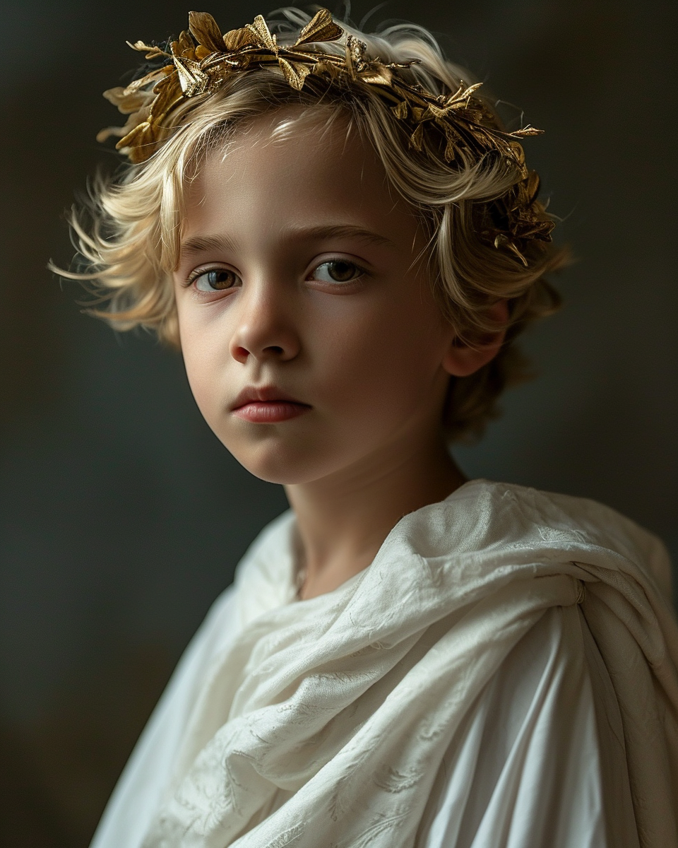 A stunning boy wearing a halo crown