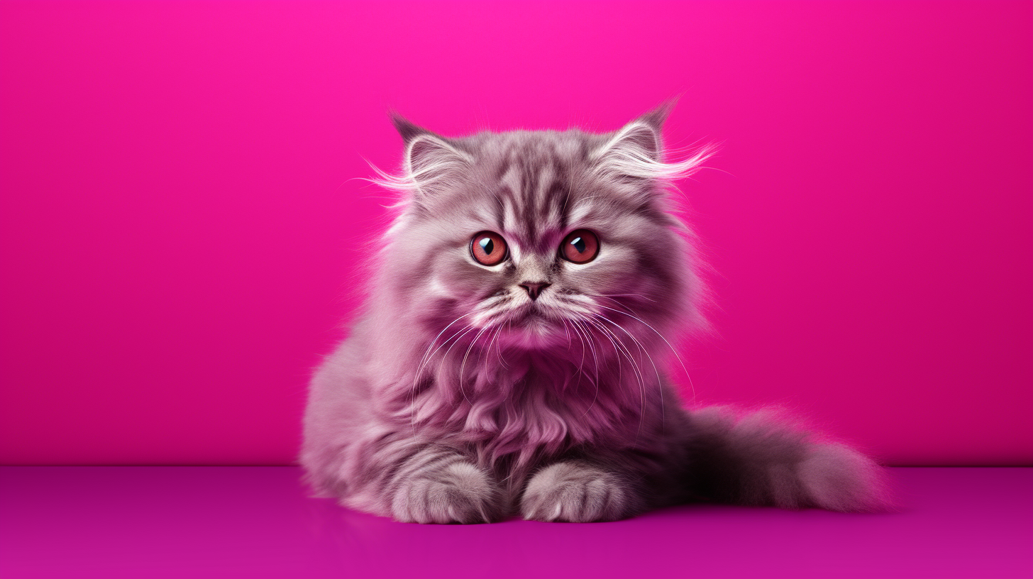 Beautiful cat on magenta background