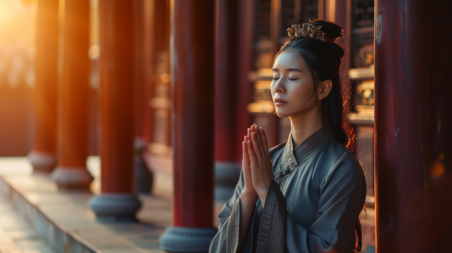 Beautiful Chinese Woman Meditating