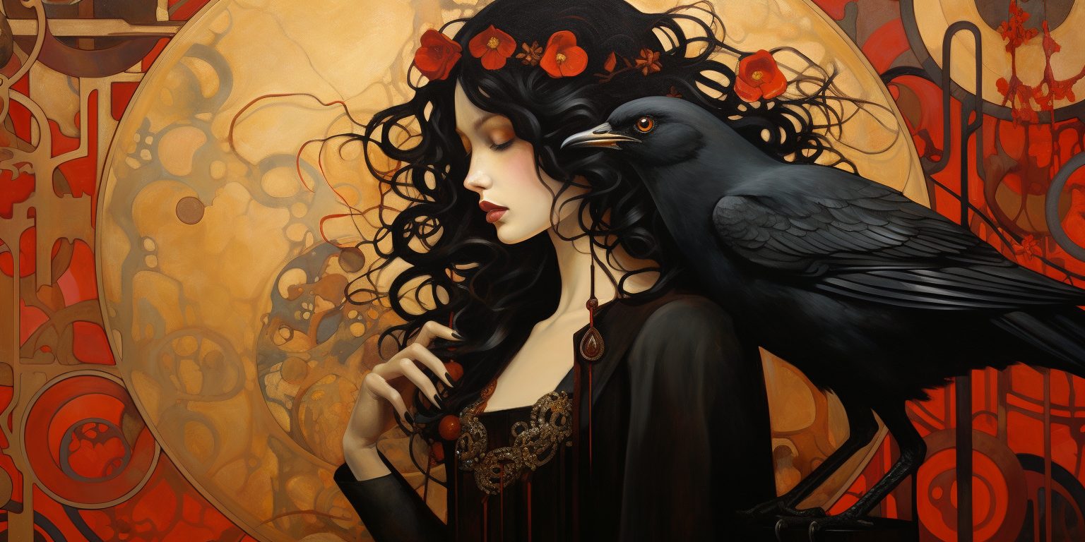 Beautiful crow icon painting masterpiece