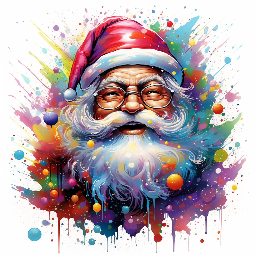 Colorful Santa Claus painting with beautiful brushwork