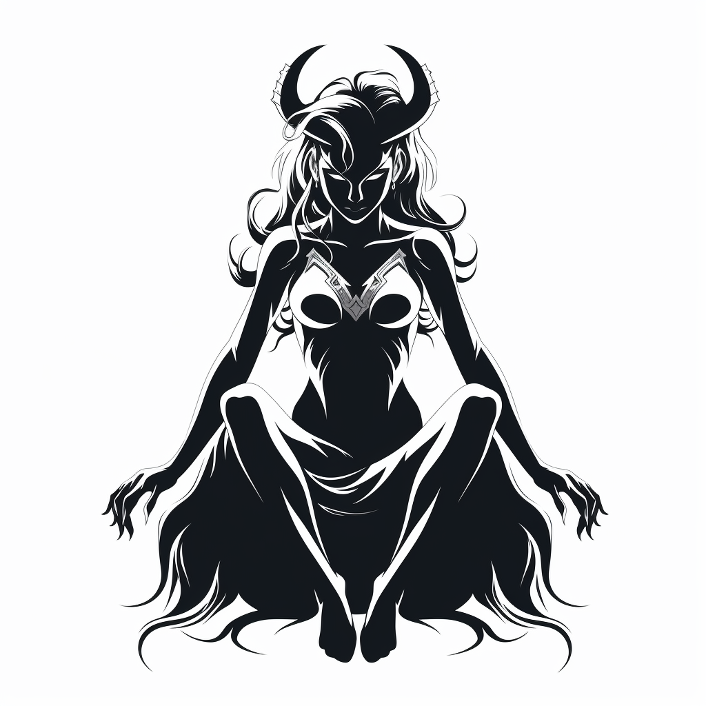 Vector silhouette of beautiful demon queen