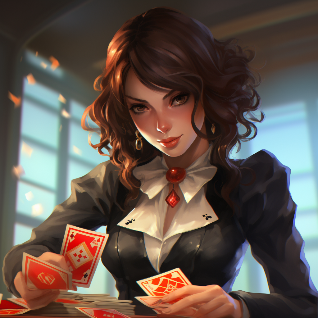 Beautiful anime casino dealer character