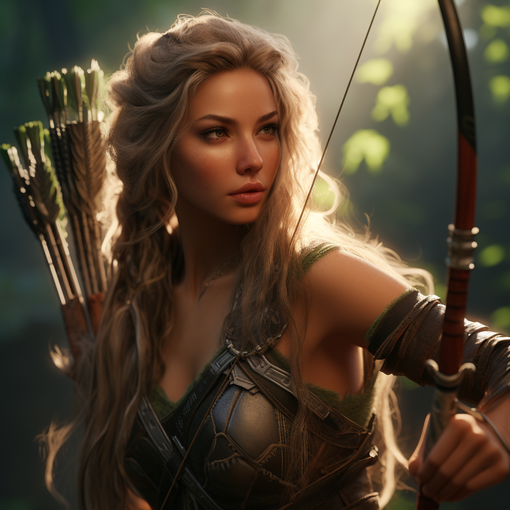 Beautiful female archer with bow