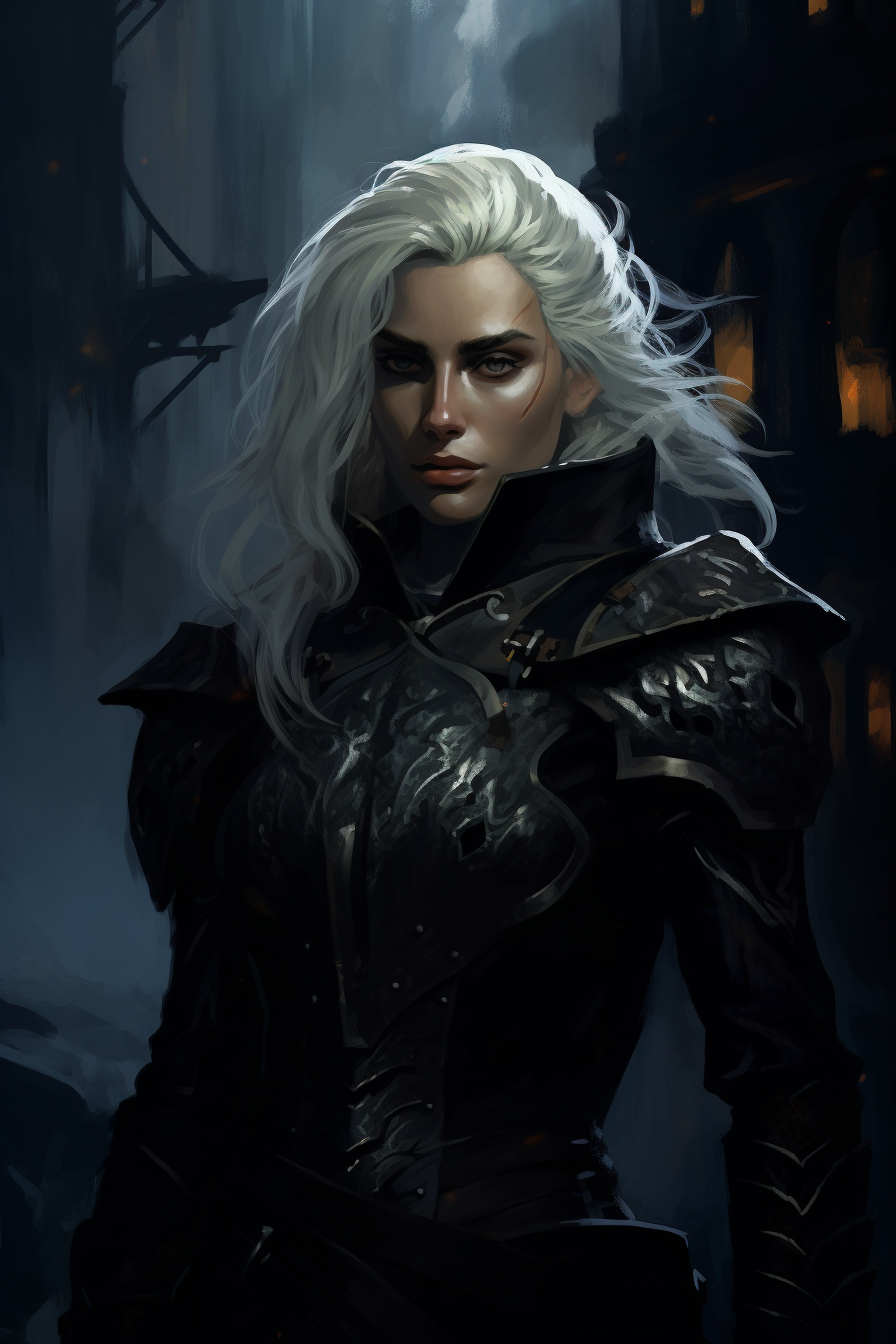 Female Drow Warrior in Norse Style Armor