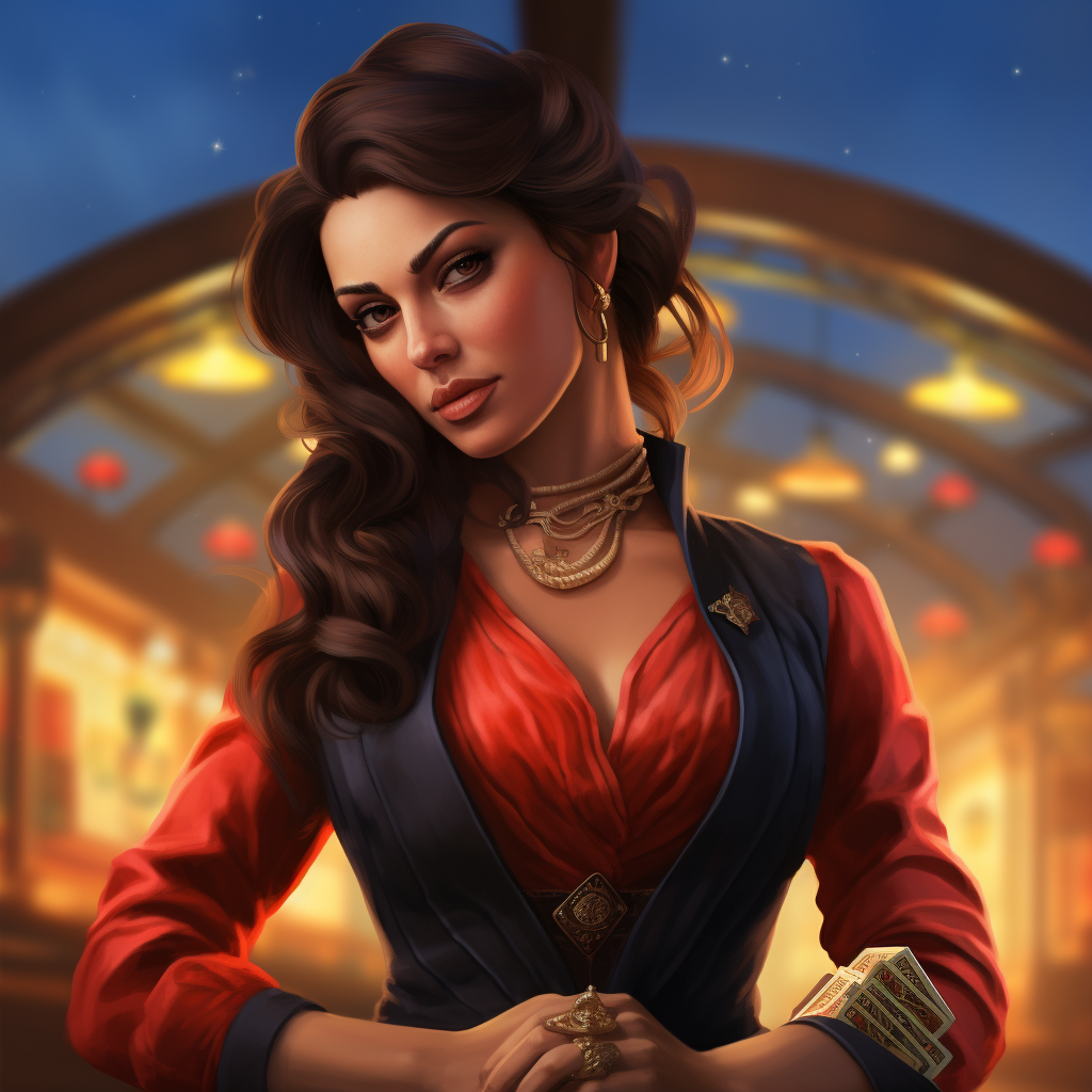 Beautiful casino dealer game character