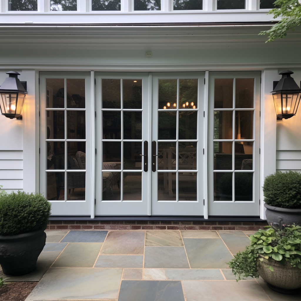 Stylish and Elegant French Doors with Sidelites and Transom