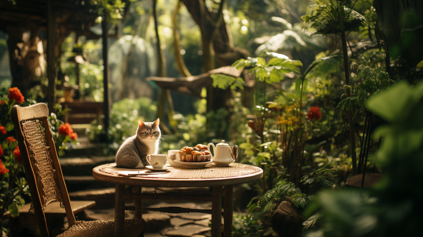 Table and Chair in Studio Ghibli-inspired Garden