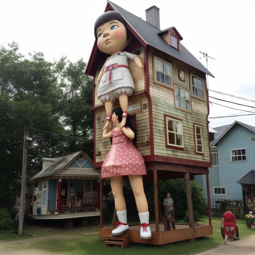 Giant Doll Crushing Tiny Houses