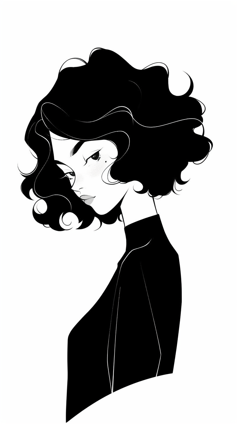 Sketch of a beautiful girl in black and white