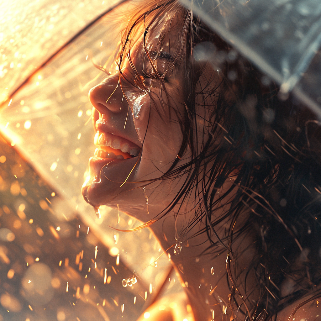 Image of a Beautiful Girl Laughing in the Sun