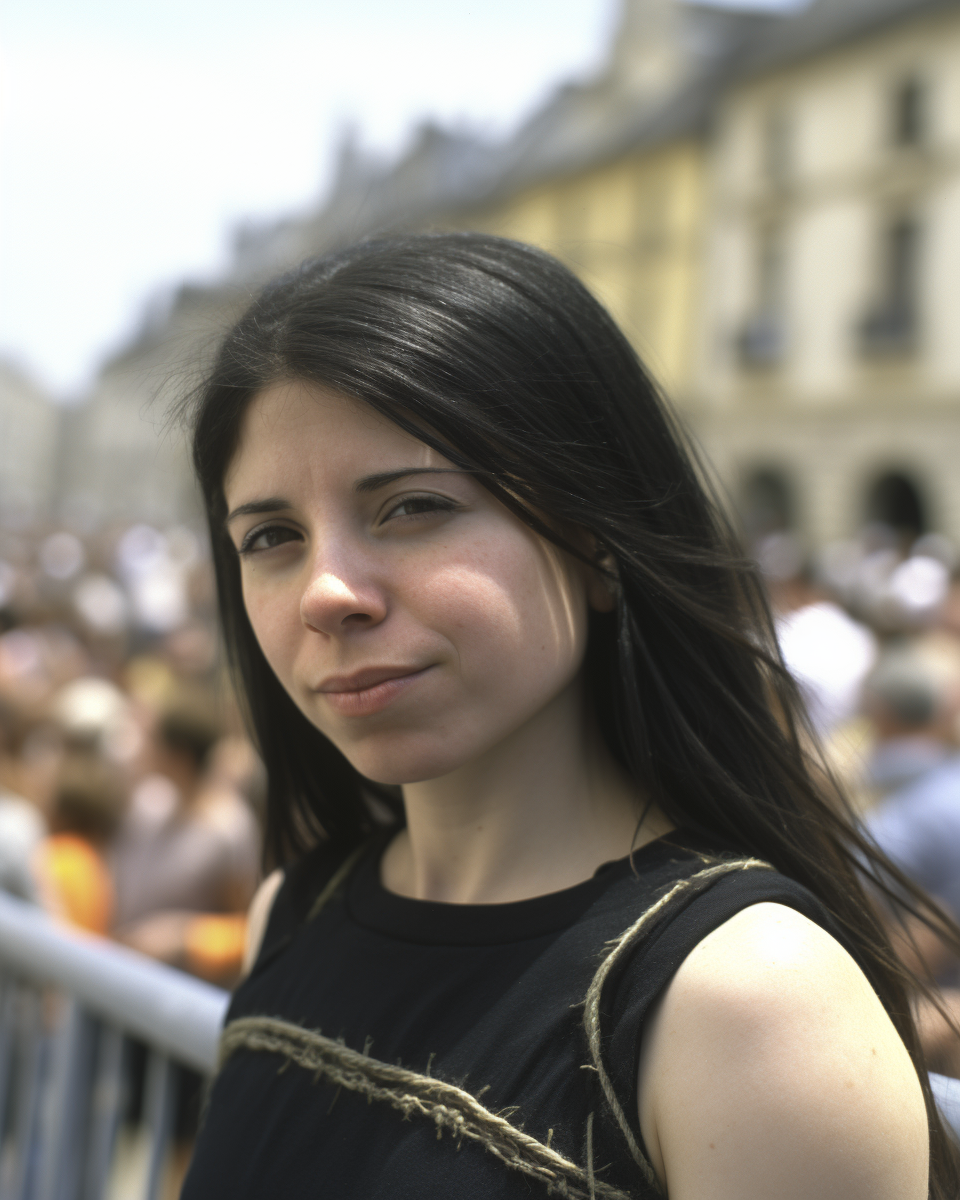 Portrait of a Beautiful Woman with Long Black Hair