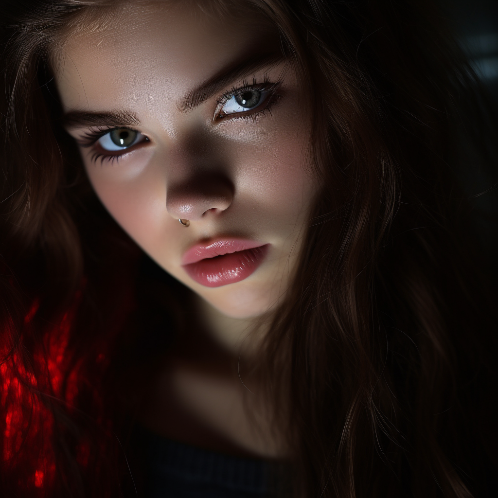 Beautiful girl with captivating red eyes