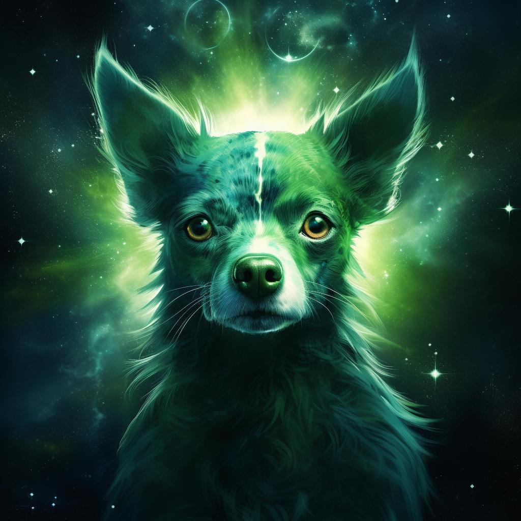 Beautiful green astro dog photo