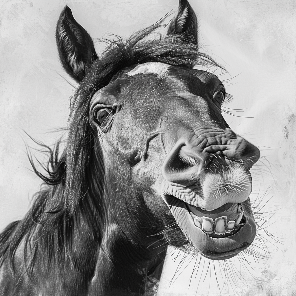 realistic horse laughing drawing