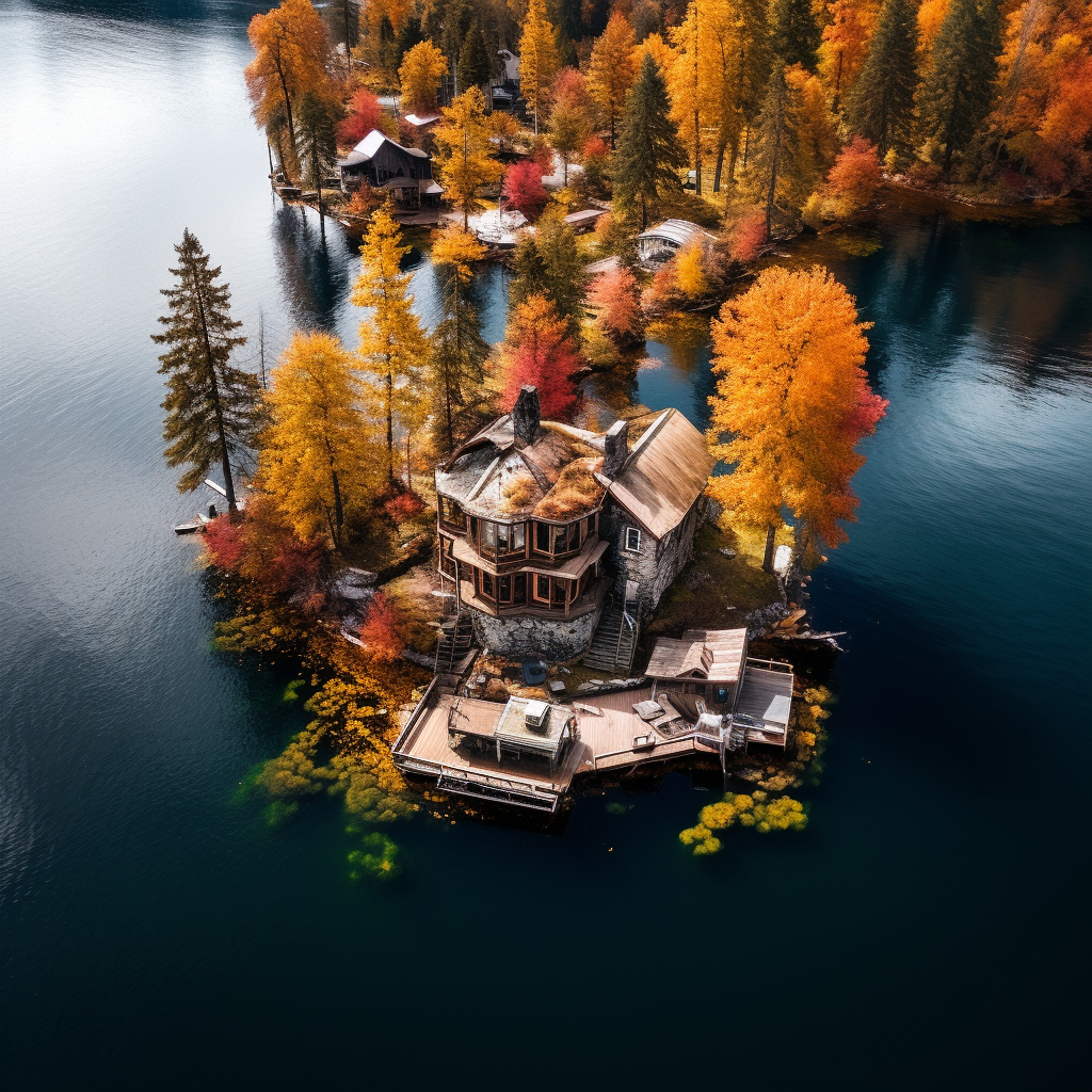 Beautiful house off the grid with lake, mountains, and autumn colors