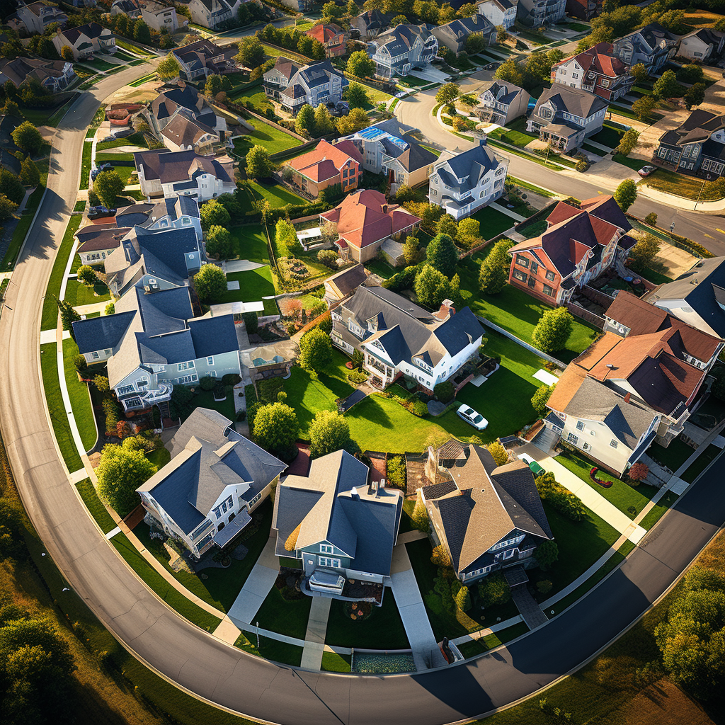 Aerial View of Beautiful Housing Community