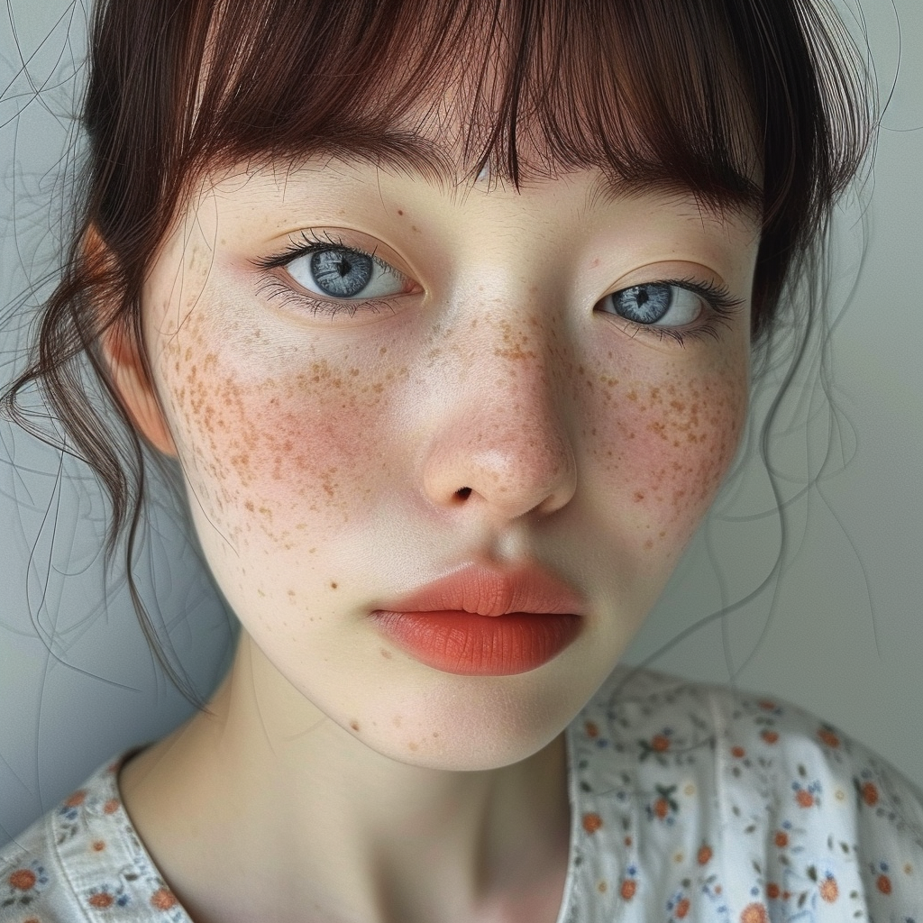 Beautiful Japanese Woman with Freckles