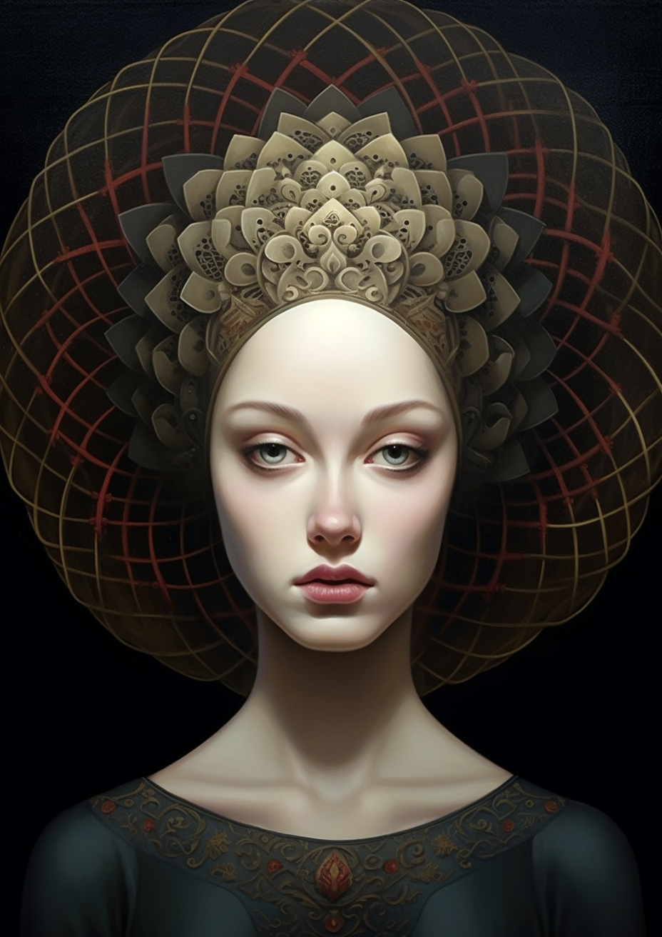 Elegant Lady with Porous Fractal Lattice Shell