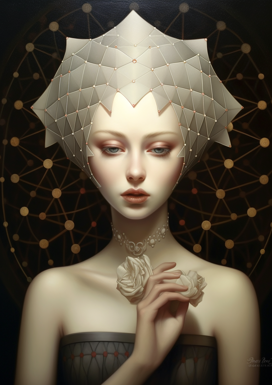 Lady with Porous Fractal Lattice Shell on Head