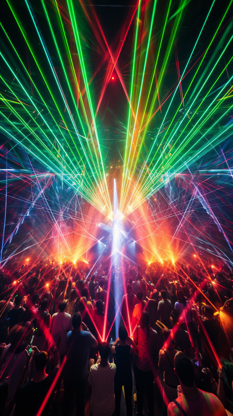 Spectacular laser show with vibrant colors