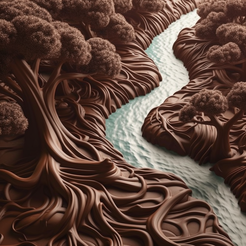 Licorice trees and chocolate river in beautiful land