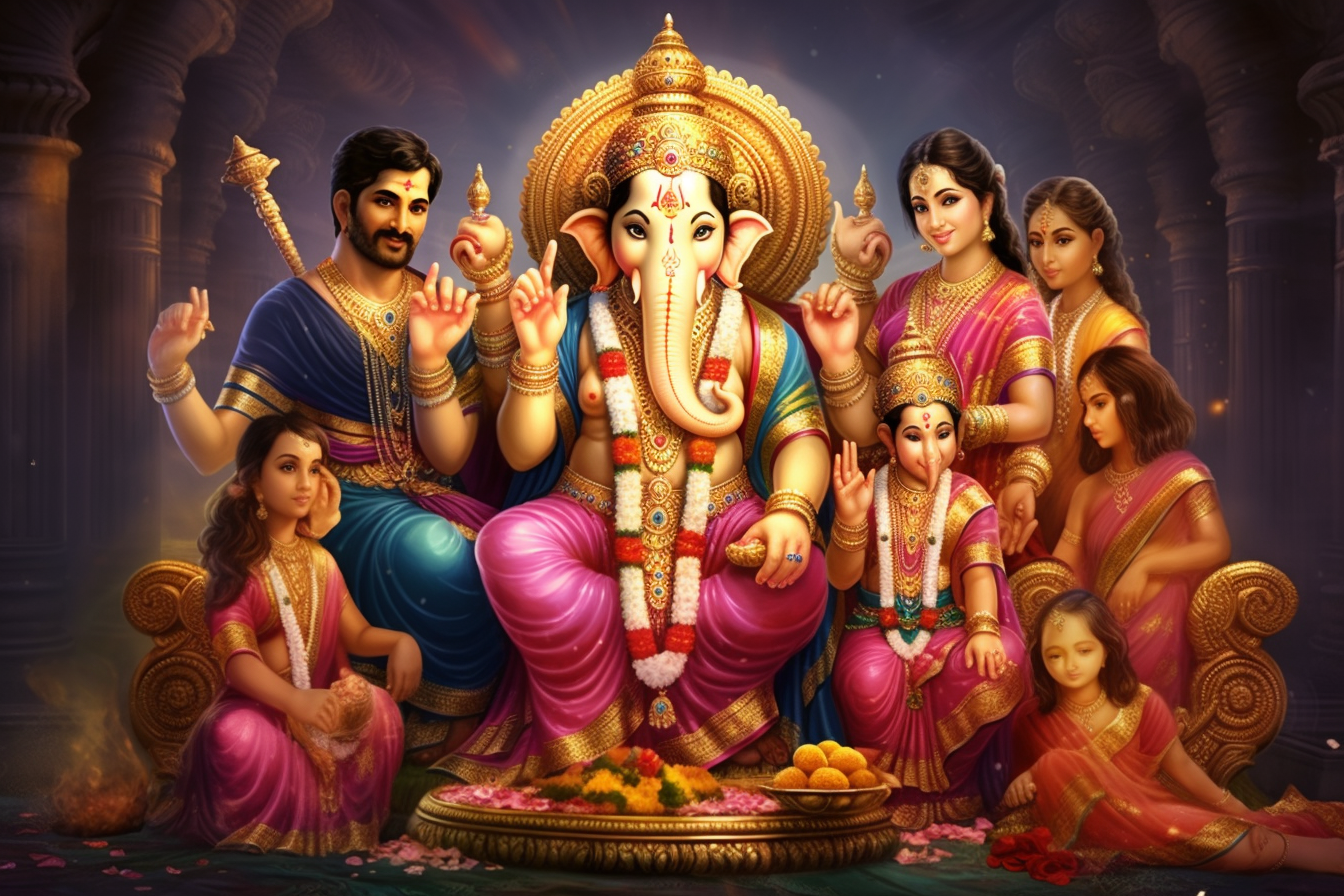 Lord Ganesh with Family Blessings