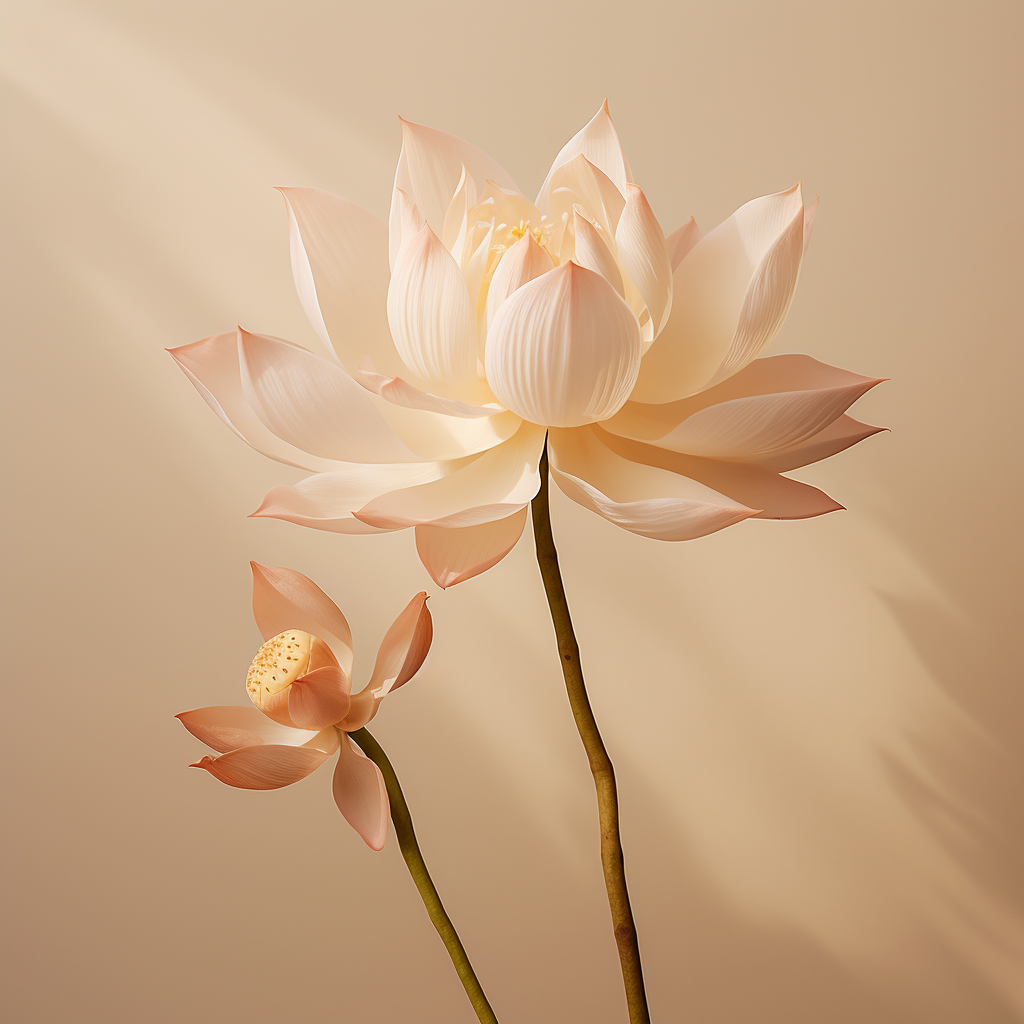 Soothing lotus flower on cream background