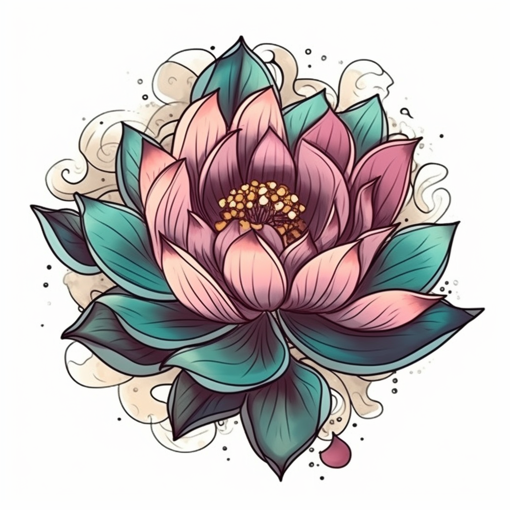 Lotus tattoo design in color