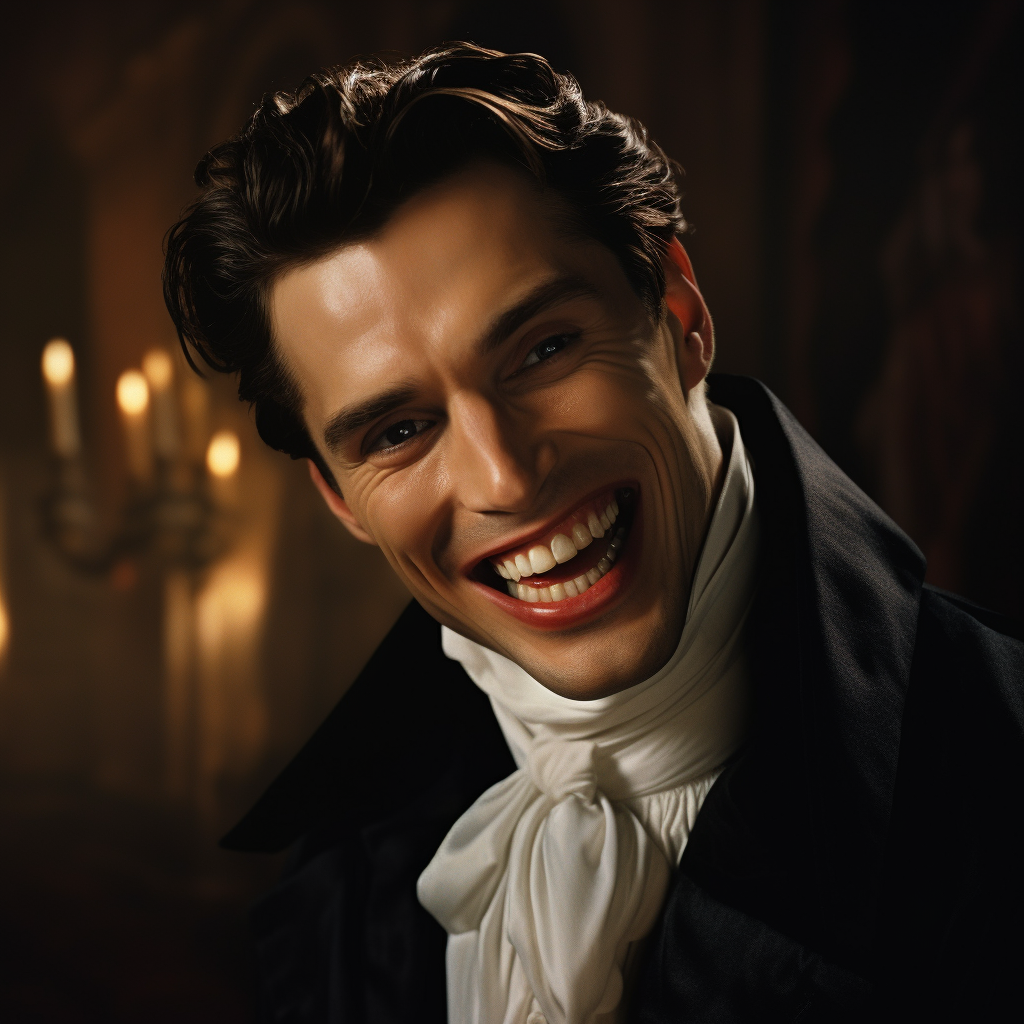 Beautiful men with brown hair and Dracula's brides in catacomb