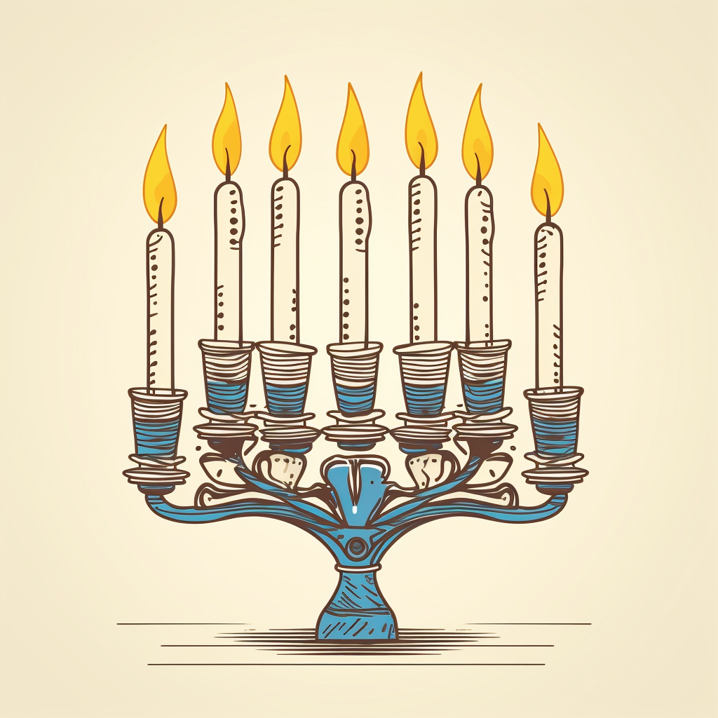 menorah with candles on white background