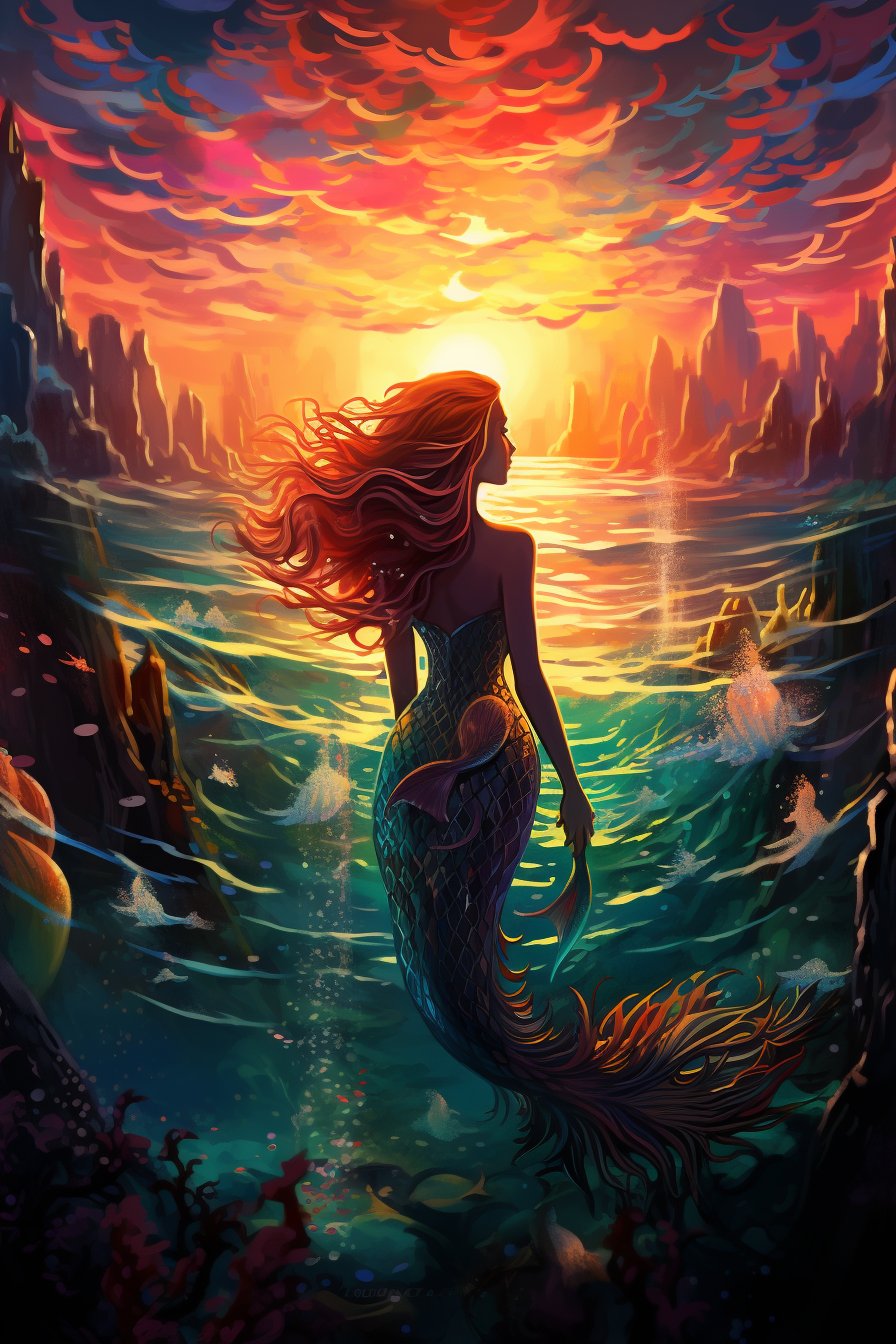 Vibrant Mermaid Painting Illustration