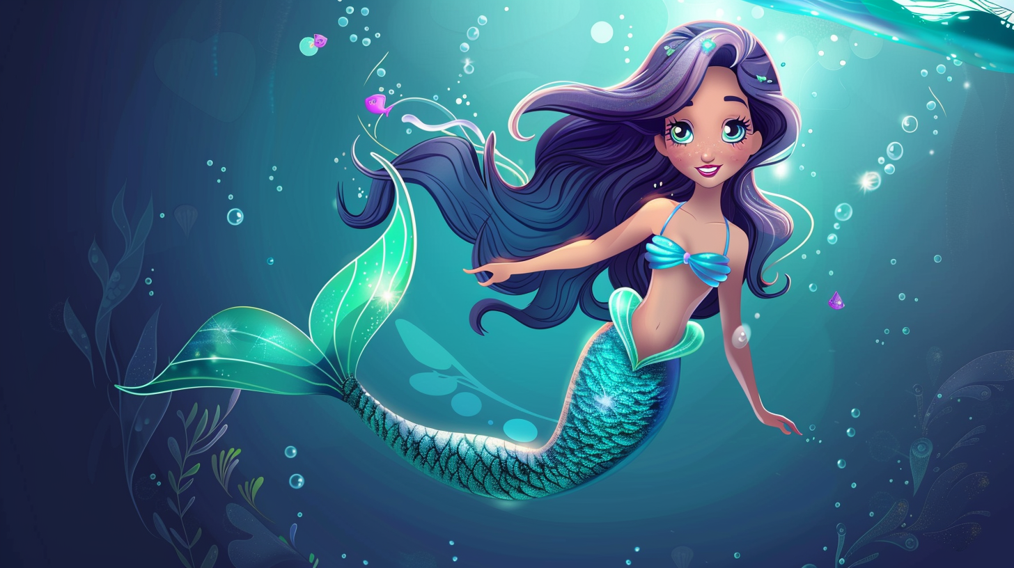 Cartoon illustration of mermaid Marina