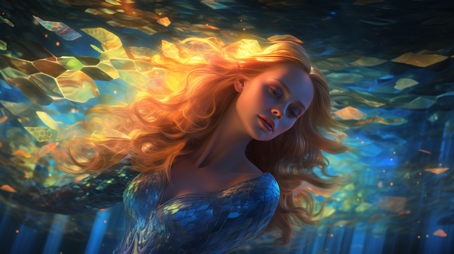 Realistic and Translucent Mermaid in Fantasy Pool