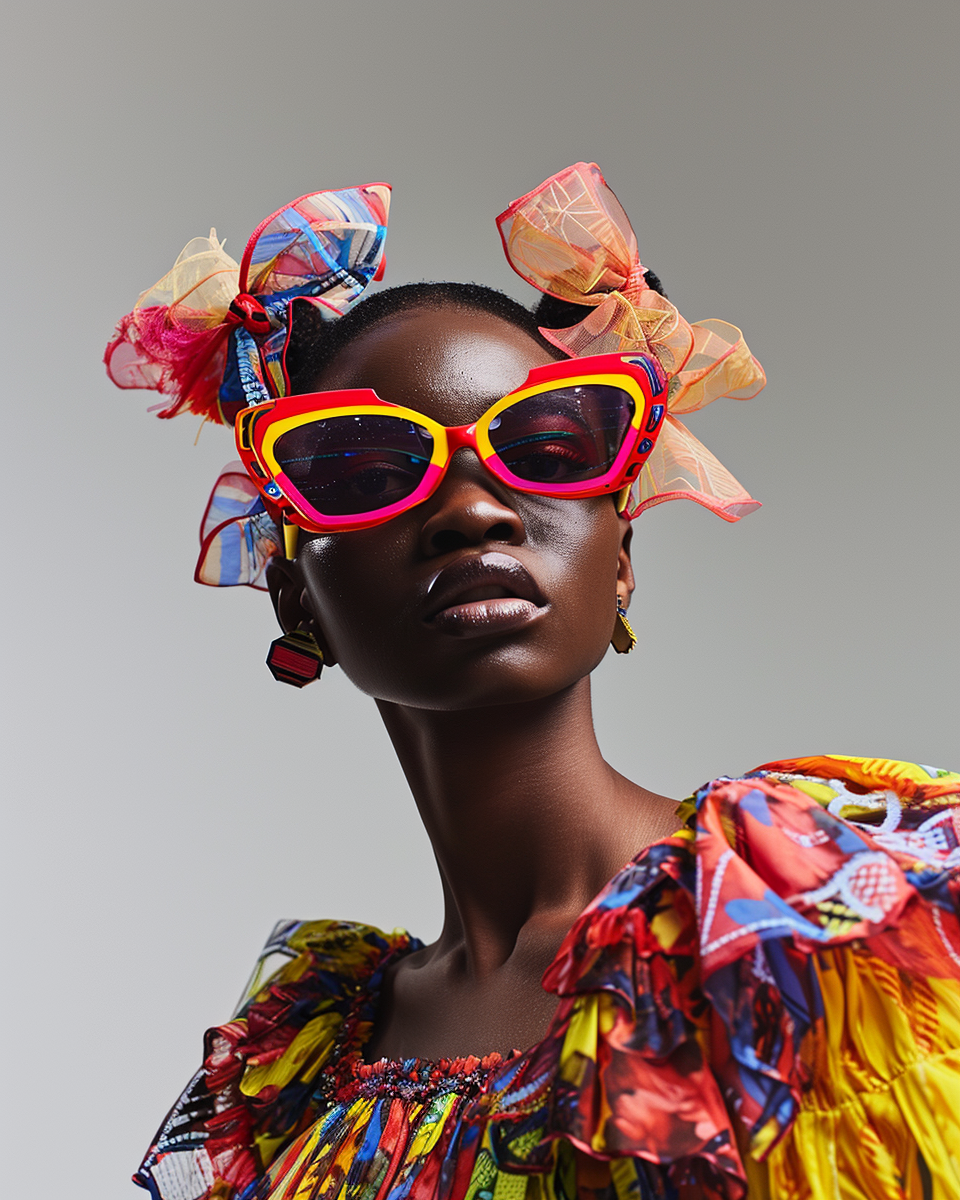 Beautiful model with colorful accessories