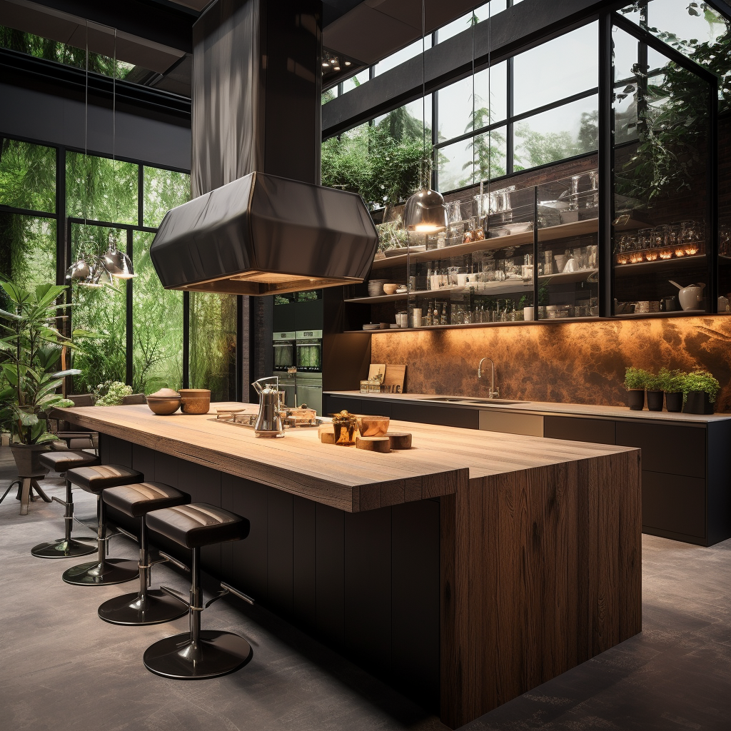 Beautiful modern kitchen with organic industrial style