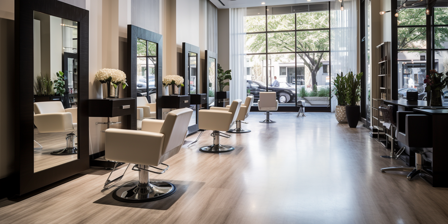 Beautiful Modern Salon with Customers in Background